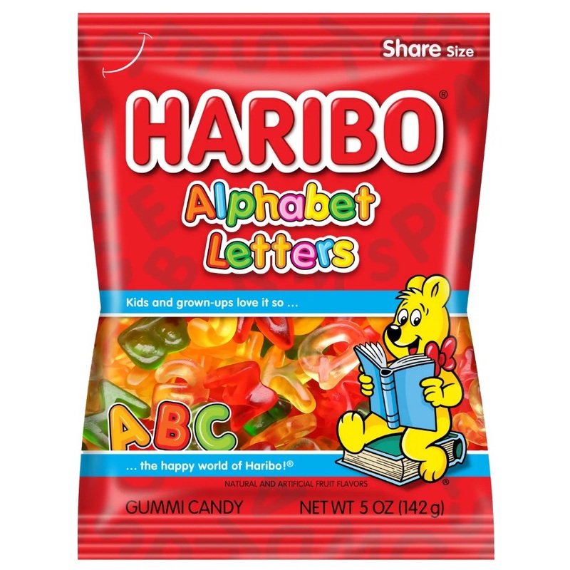 Haribo Alphabet Letters Gummi Candy – 5-oz. Peg Bag