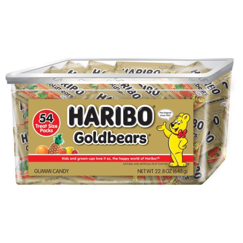 Haribo Gold-Bears Gummi Candy Treat Size Packs – Tub of 54