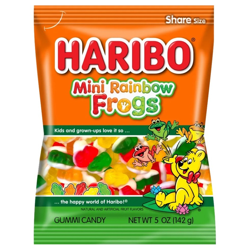 Haribo Mini Rainbow Frogs Gummi Candy – 5-oz. Peg Bag