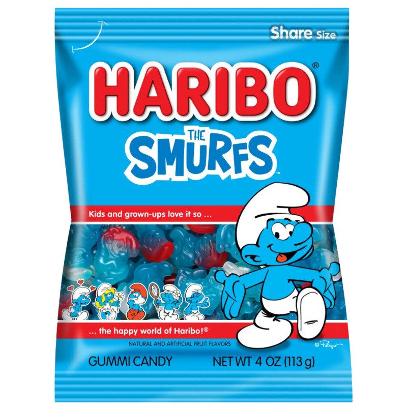 Haribo Smurfs Gummi Candy – 4-oz. Peg Bag