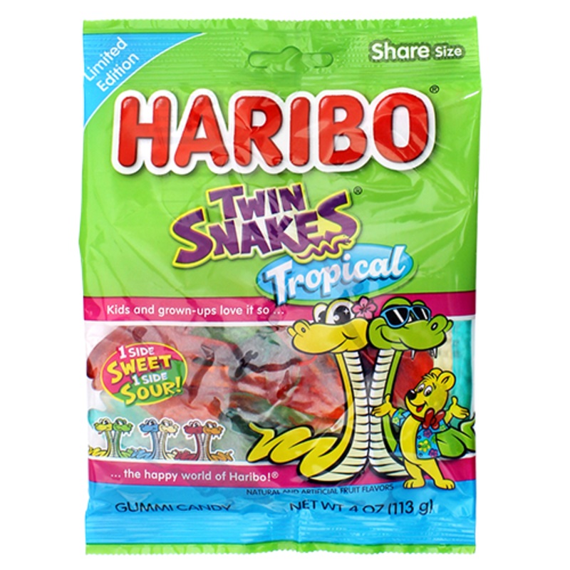 Haribo Twin Snakes Tropical 4 oz. Bag