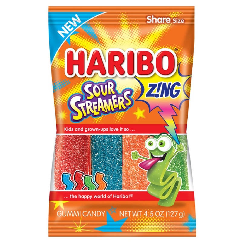 Haribo Zing Sour Streamers Gummi Candy – 4.5-oz. Bag