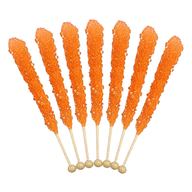 Orange Rock Candy Crystal Sticks – Tub of 36