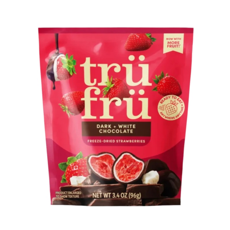 Tru Fru Freeze-Dried Fresh Strawberries with White & Dark Chocolate – 3.4oz