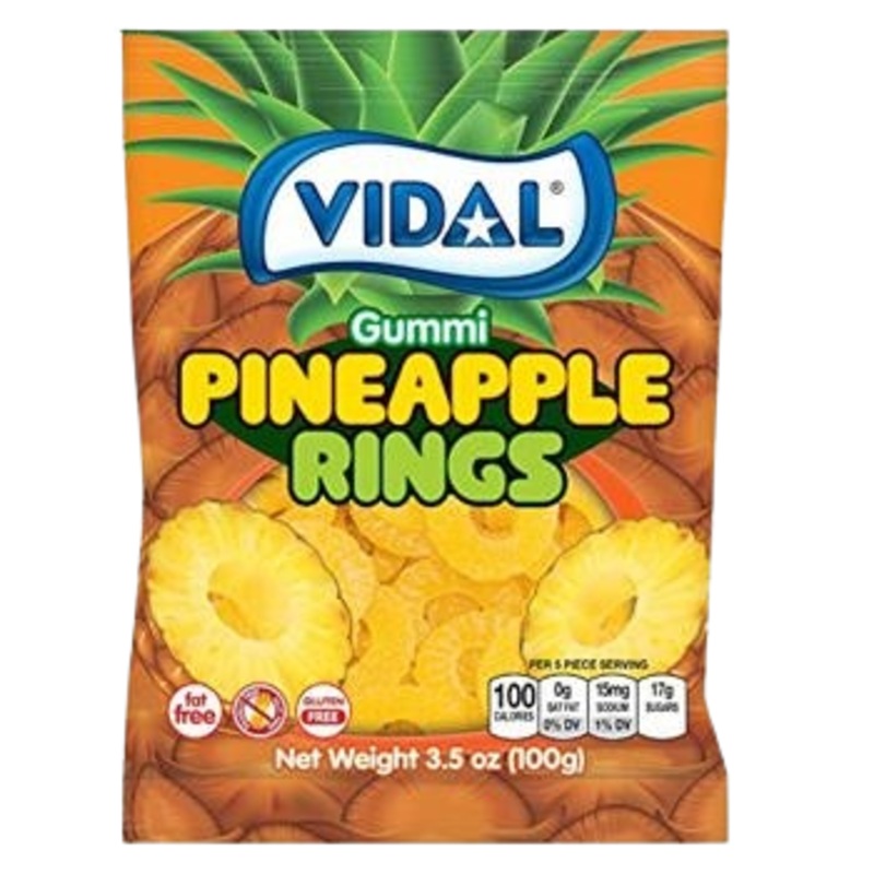 Vidal Gummi Pineapple Rings 3.5 oz. Bag