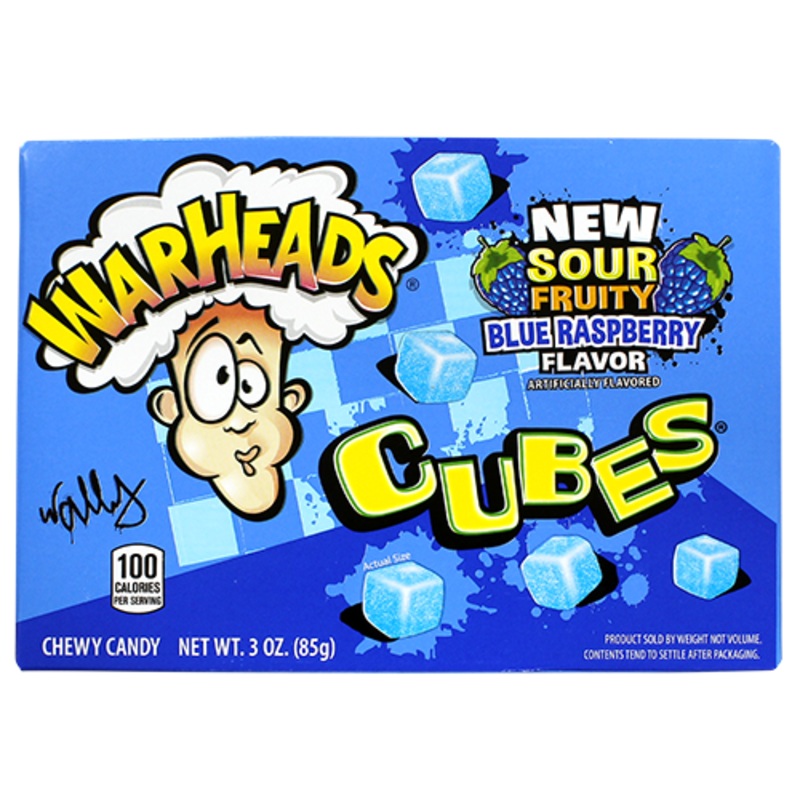 Warheads Sour Fruity Blue Raspberry Cubes 3 oz. Theater Box