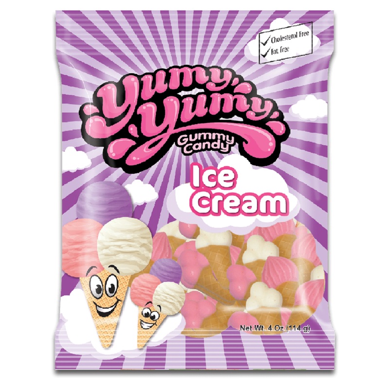 Yumy Yumy Ice Cream Cones Gummy Candy – 4-oz. Bag