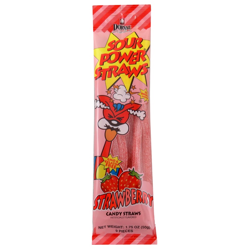 Sour Power Strawberry Candy Straws – 1.75-oz. Pack