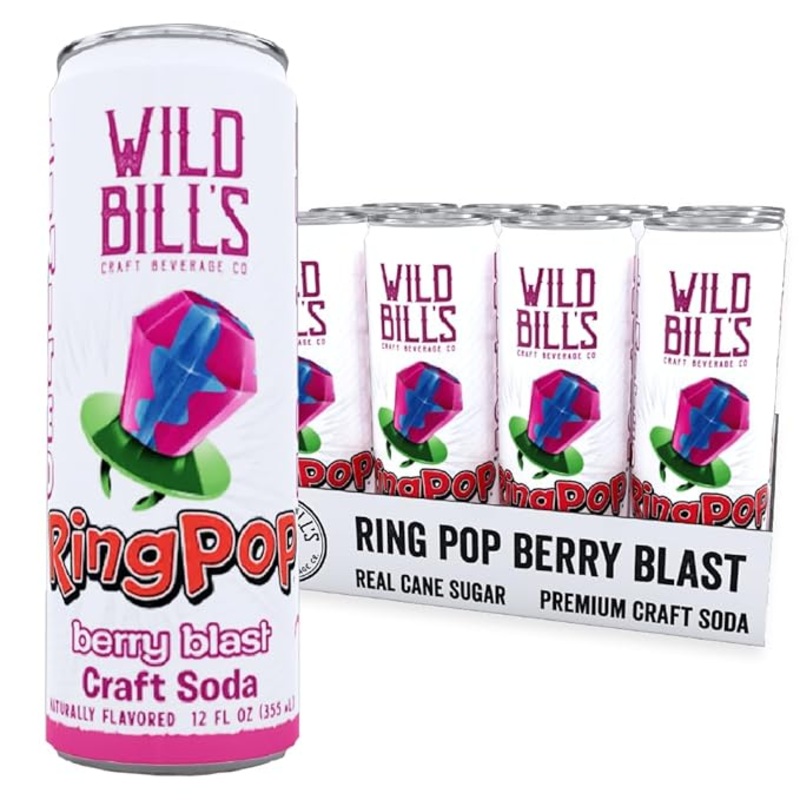 Wild Bill’s Berry Blast Ring Pop Soda 12oz Cans 12ct Case