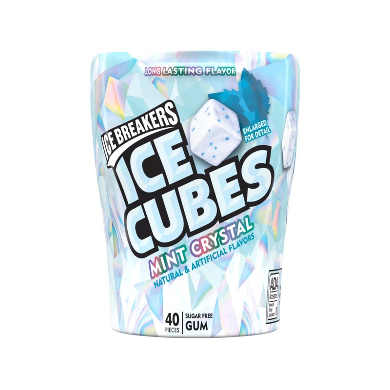 ICE BREAKERS Ice Cubes Mint Crystal Sugarfree Gum – 40pc / 6ct