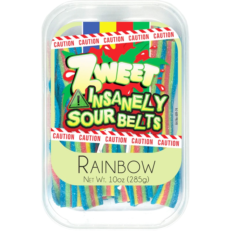 Zweet Insanely Sour Belts Rainbow 10 oz. Tub