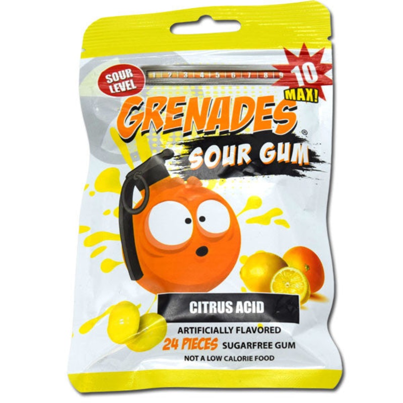 Grenades Gum Sour Citrus Acid 24 Piece Bag