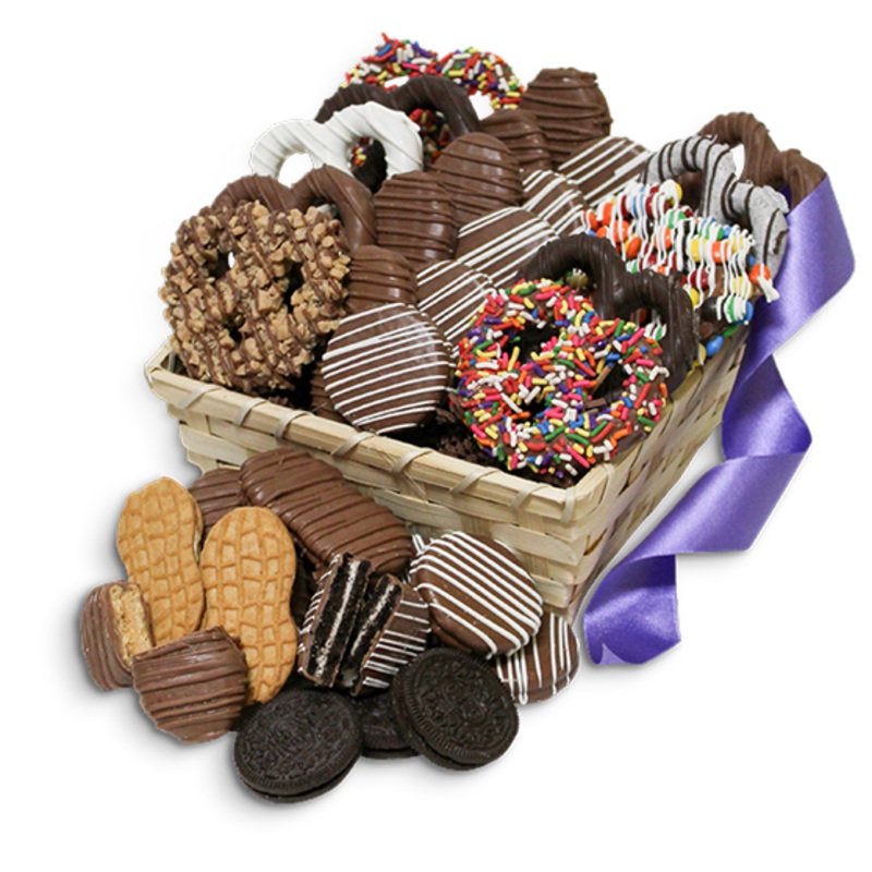 Pretzel Party Chocolate Covered Treats Gift Basket  Gourmet Hand-Dipped Favorites