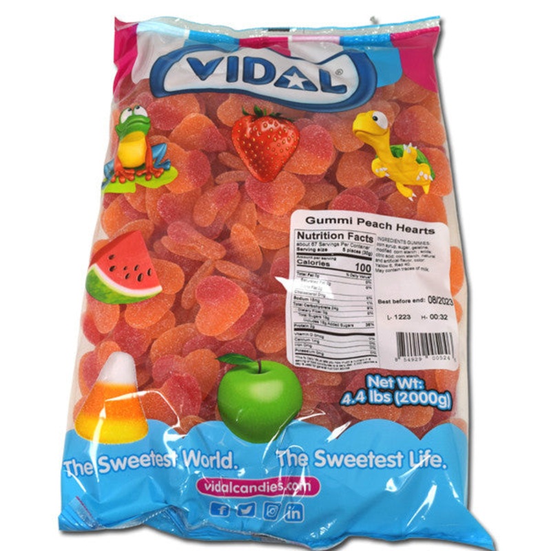 Gummi Peach Hearts 4.4lb Bulk