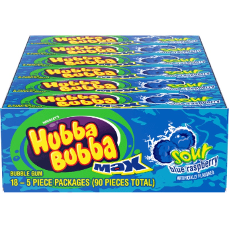 Hubba Bubba Max Gum 5 Pc Sour Blue Raspberry 18ct