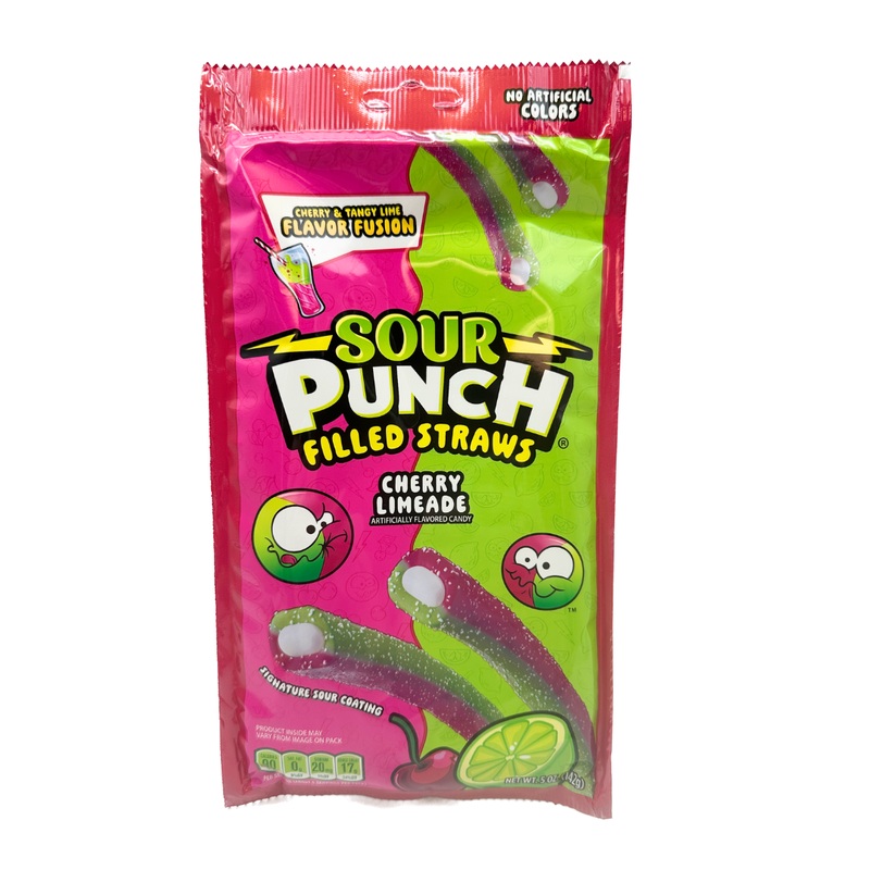 Sour Punch Cherry Limeade Filled Straws – 5oz