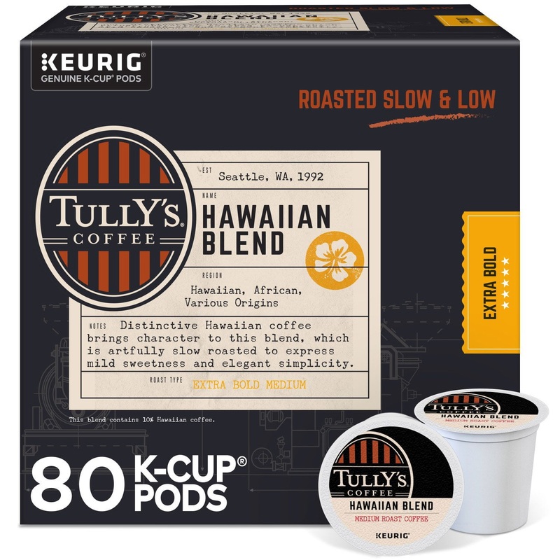 Tully’s Coffee Medium Roast K-Cup Pods, Hawaiian Blend, 80 ct.