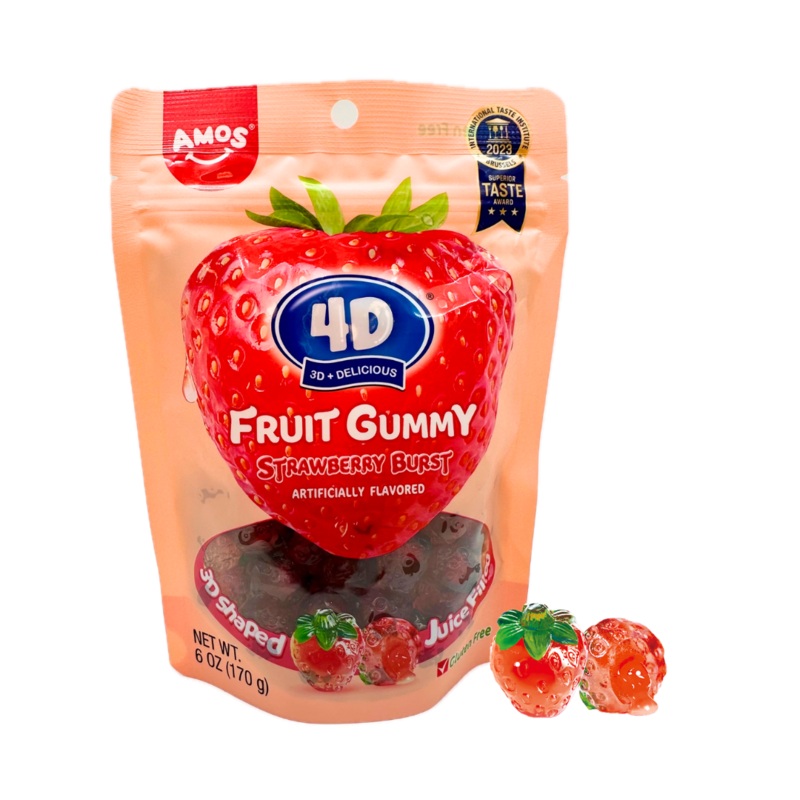 AMOS 4D Strawberry Burst Fruit Gummy – 6oz