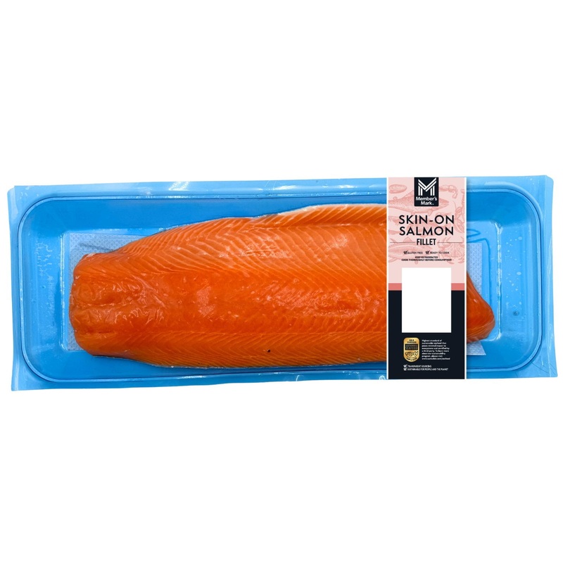 Member’s Mark Farm Raised Skin-On Atlantic Salmon Fillet, priced per pound