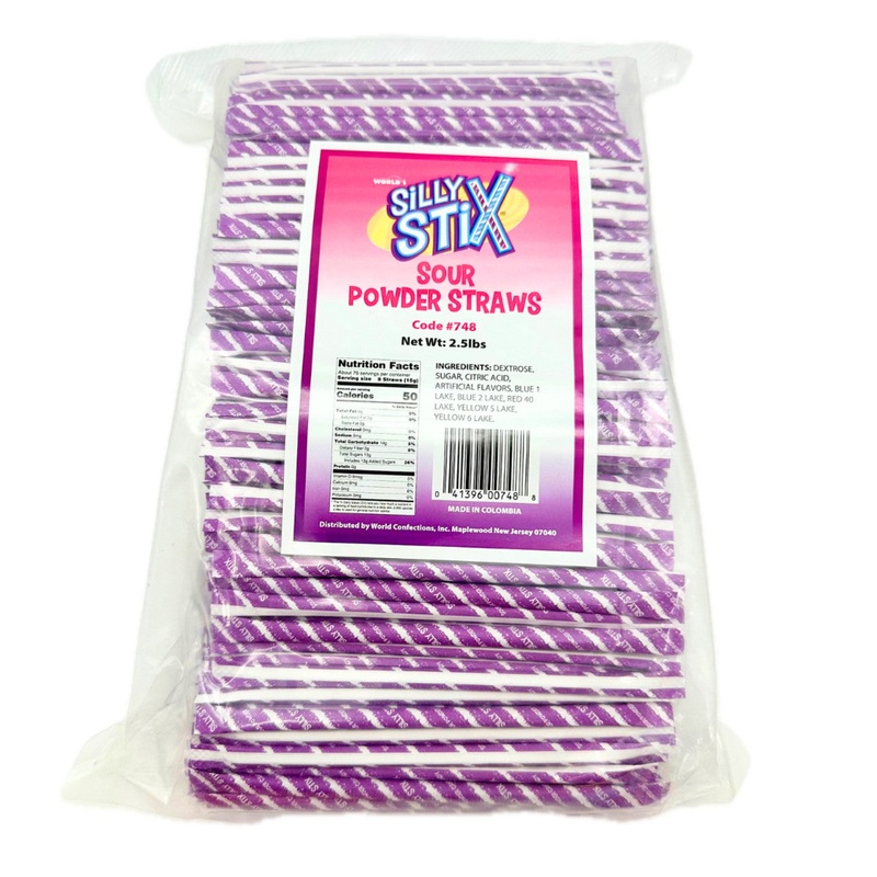 Silly Sticks Grape Sour Powdered Candy Straws – 2.5lb