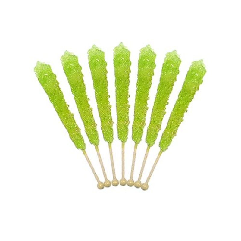 Light Green Watermelon Flavored Rock Candy Crystal Sticks – Tub of 36