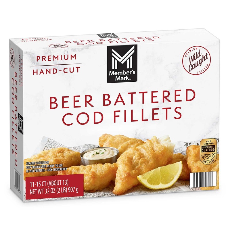 Member’s Mark Wild Caught Skinless and Boneless Beer Battered Cod Fillets, Frozen, 11-15 ct., 2 lbs.