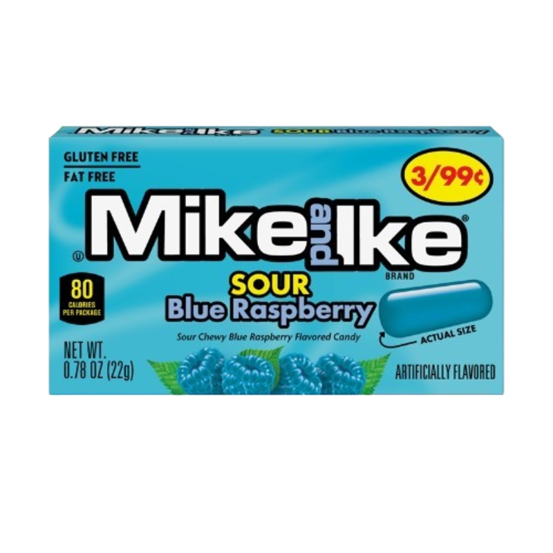 Mike and Ike Sour Blue Raspberry 0.78 oz. Box
