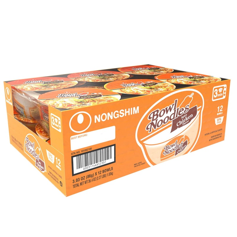 Nongshim Spicy Chicken Ramen Noodle Soup Bowl 3.03 oz., 12 ct.