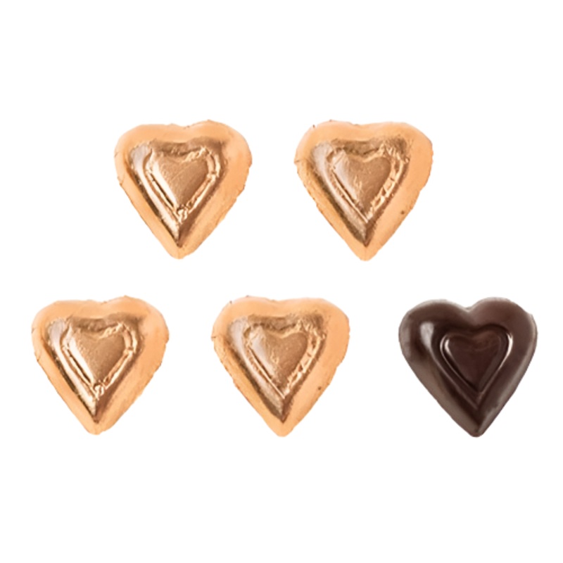 Dark Chocolate Bronze Hearts 1.5 lb Bulk Bag