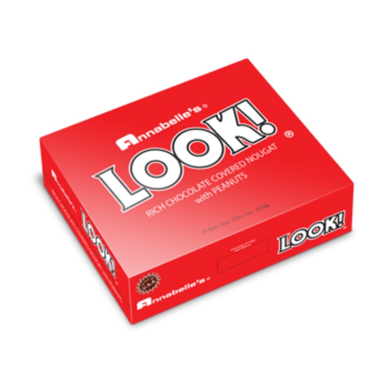 LOOK Dark Chocolate Covered Nougat & Peanuts Candy Bar 1.5 oz Bulk 24 Count