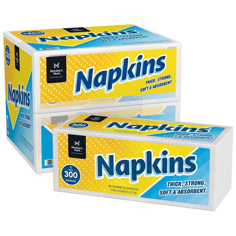 Member’s Mark Everyday 1-Ply White Napkins 4 pks., 300 napkins/pk.