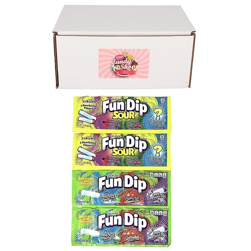 Fun Dip Candy Variety of 2 – Original & Sour, 6 flavors (2 of Each Pack, Total of 4)
