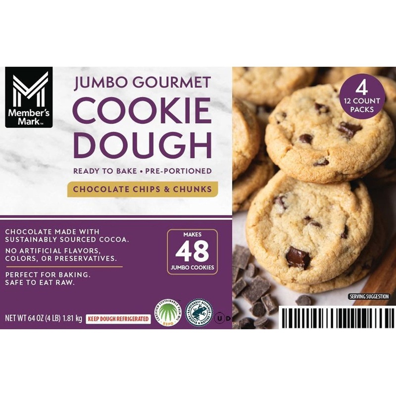 Members Mark Jumbo Gourmet Chocolate Chip and Chunk Cookie Dough, 16 oz., 4pk