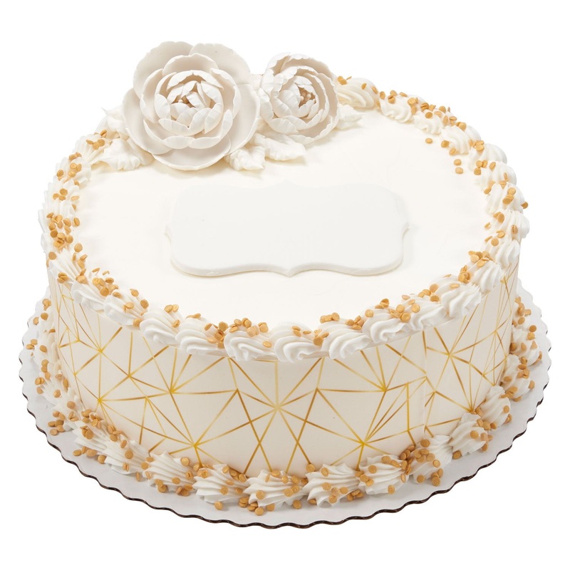 Shimmering Elegance 10″ Double Layer Cake, Gold