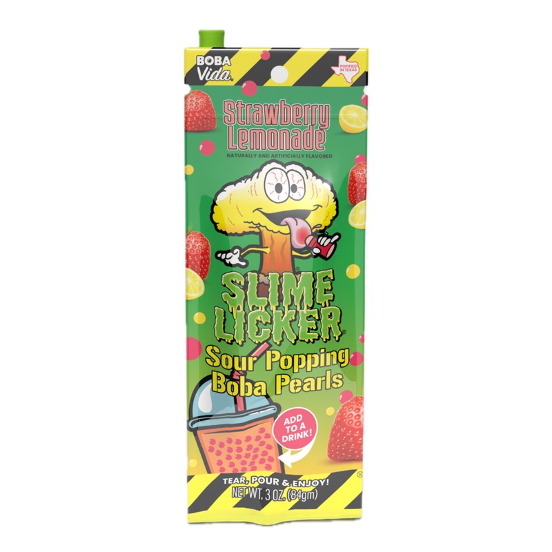BOBAVIDA Strawberry Lemonade Slime Licker Sour Popping Boba Pearls – 3oz / 10ct