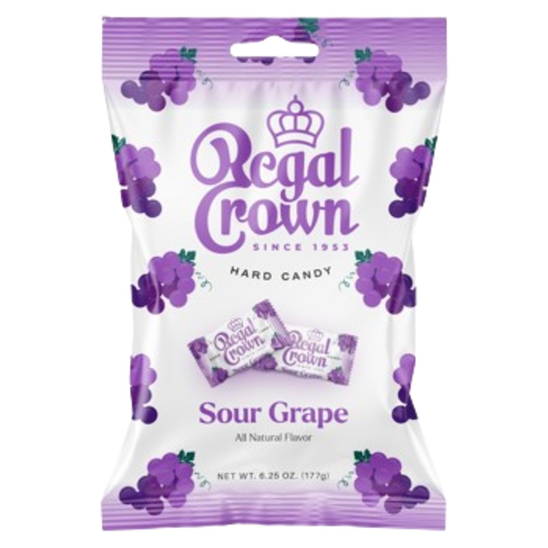 Regal Crown Wrapped Sour Grape Hard Candy 6.25 oz. Bag
