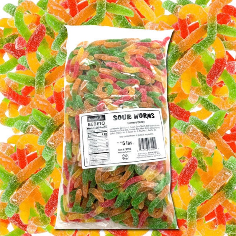 Sour Gummy Worms Large Kervan 5lb