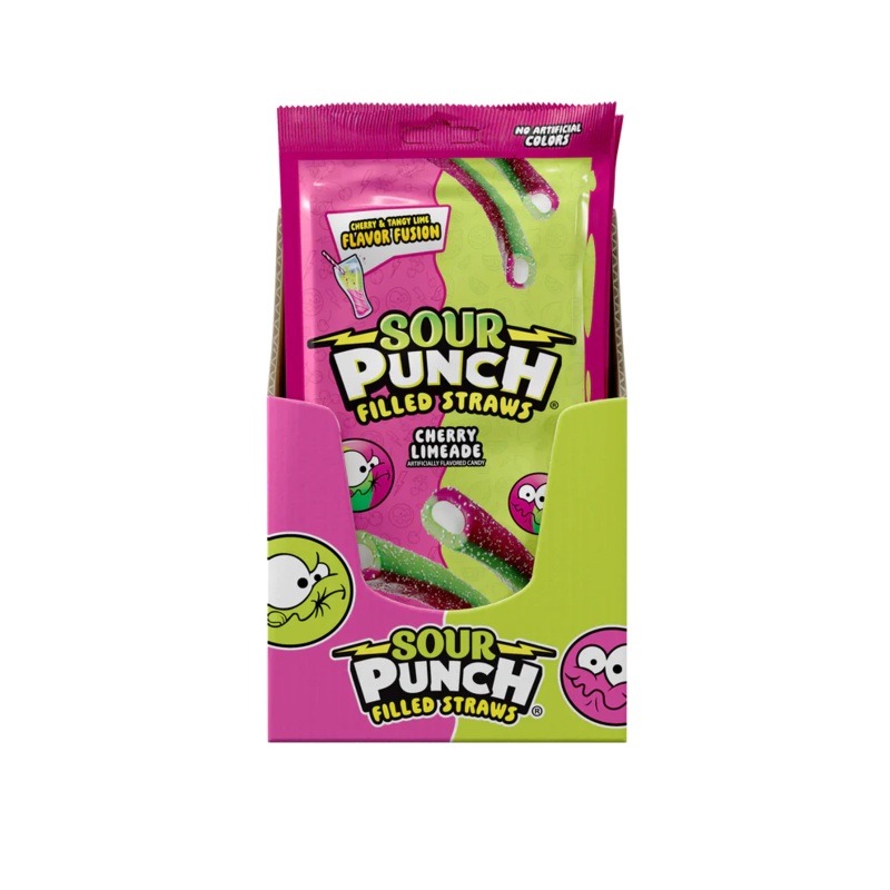 Sour Punch filled Straws Cherry Lime 5oz 12ct case