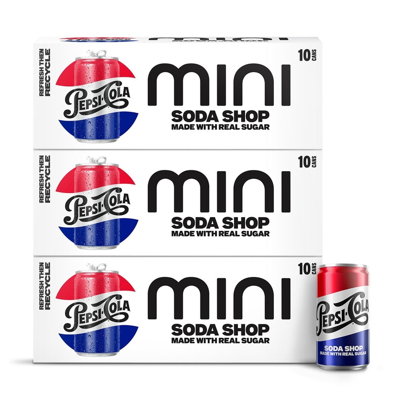 Pepsi Soda Shop Made With Real Sugar Mini Cans, 7.5 fl. oz., 30 pk.