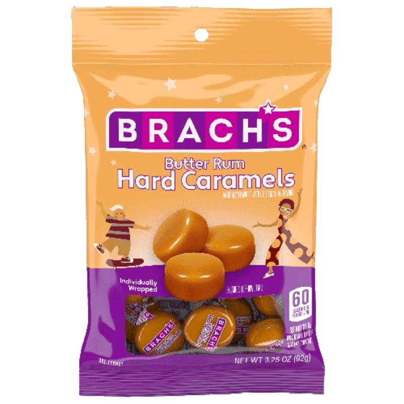 Brach’s Butter Rum Wrapped Hard Caramels 3.25 oz Peg Bag