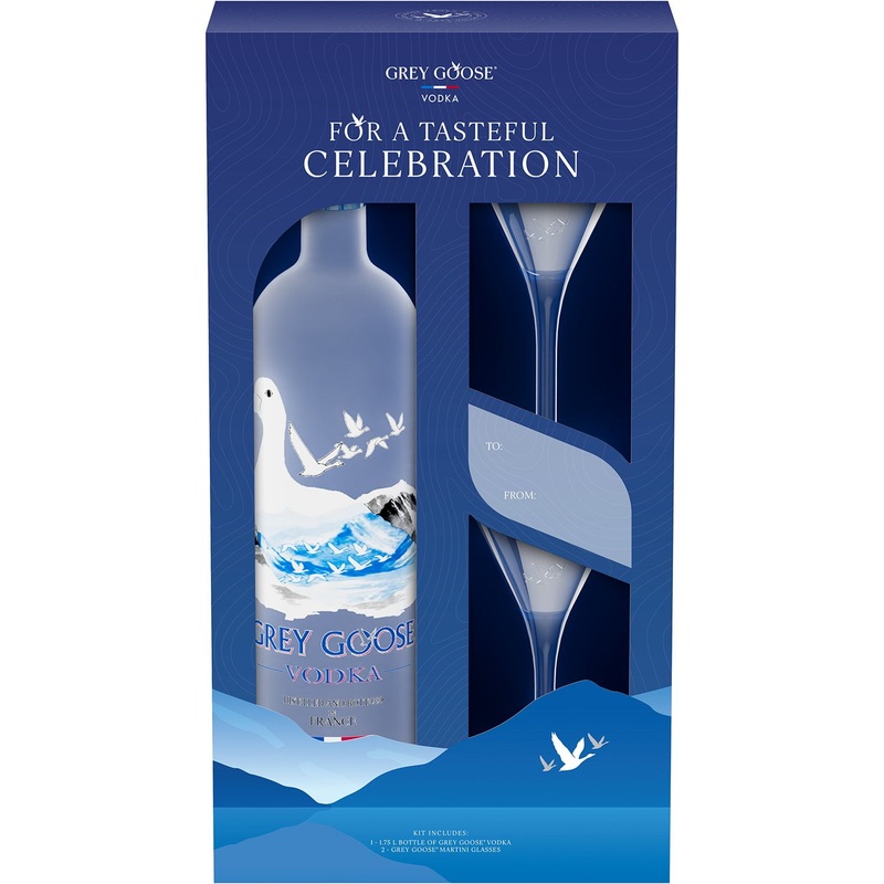 Grey Goose Vodka, 1.75 L Gift Pack with Two Martini Glasses