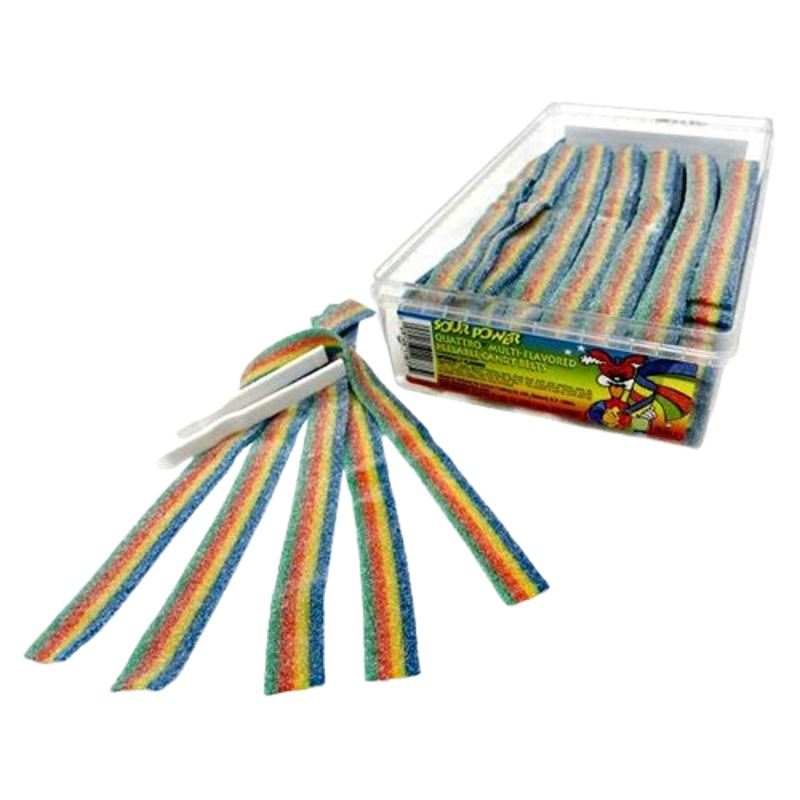 Sour Power Quattro Multi-Flavored Candy Belts – Tub of 150