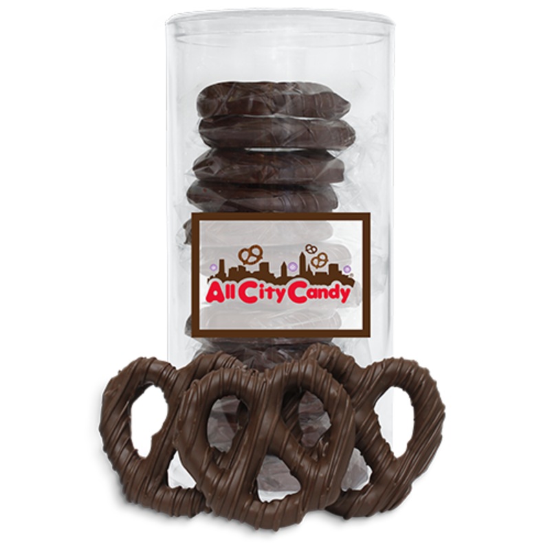 Dark Chocolate Hand Dipped Pretzel Twists 12 pc. Tube