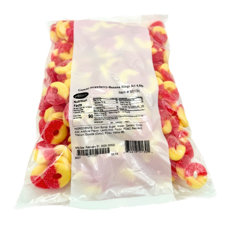 Gummi Strawberry-Banana Rings – 4.5lb