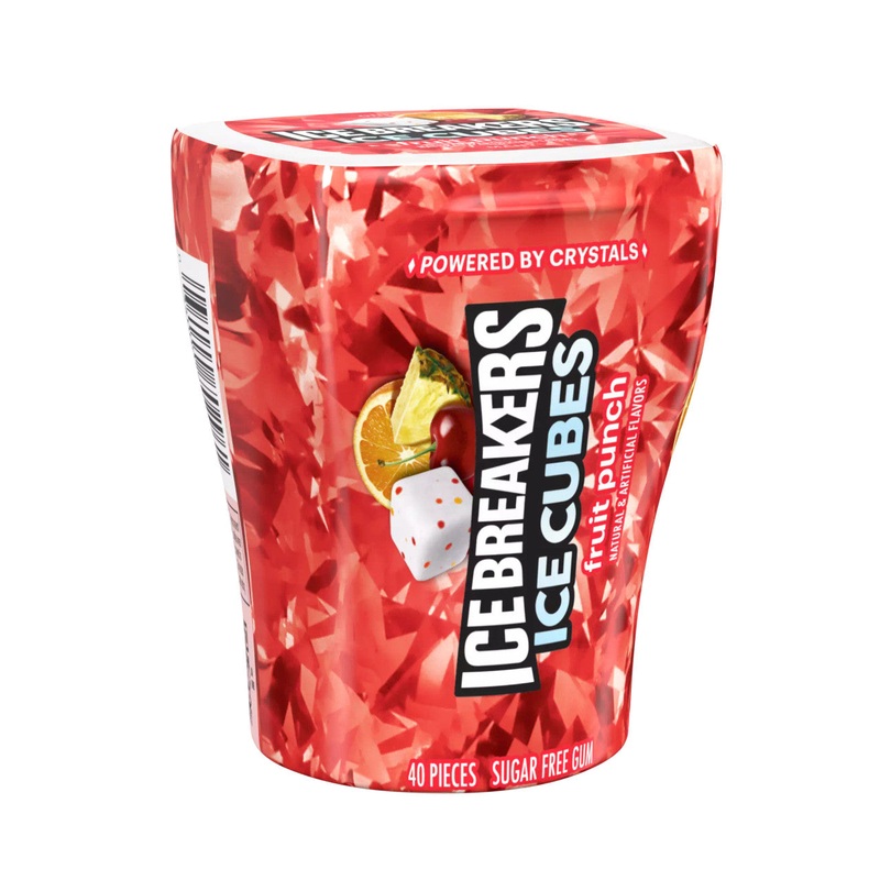 ICE BREAKERS Ice Cubes Fruit Punch Sugarfree Gum – 40pc / 6ct