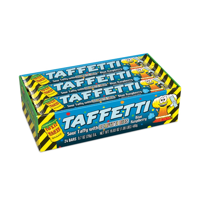 Toxic Waste Blue Raspberry Taffetti Sour Taffy – 0.7oz / 24ct