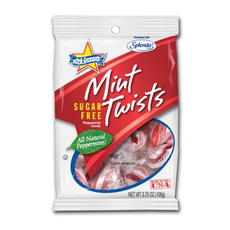 Atkinson’s Sugar Free Mint Twists Hard Candy – 3.75-oz. Bag