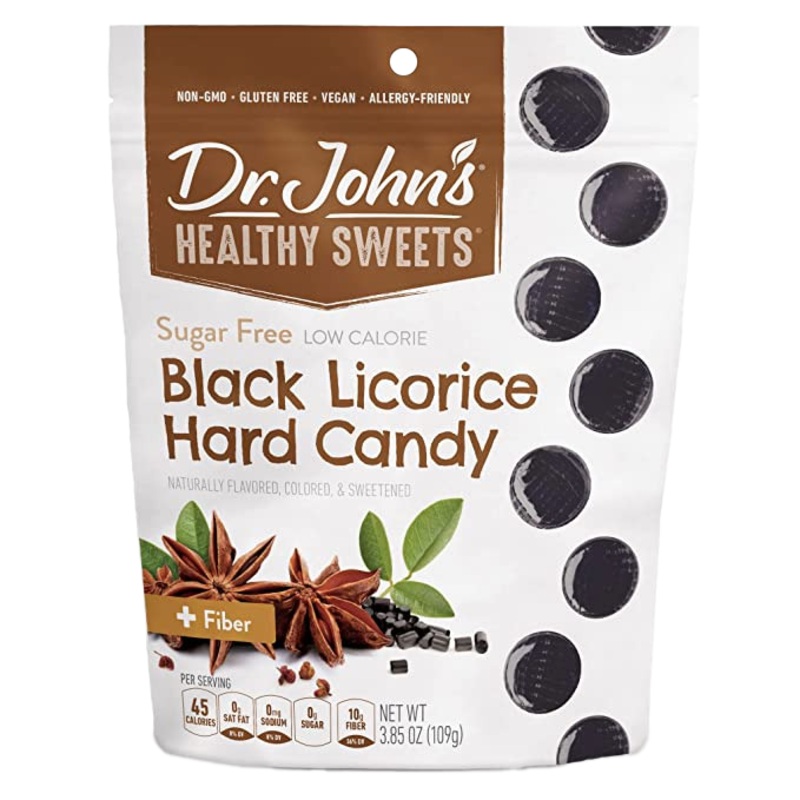 Dr. John’s Sugar Free Black Licorice Hard Candy 3.85 oz. Bag