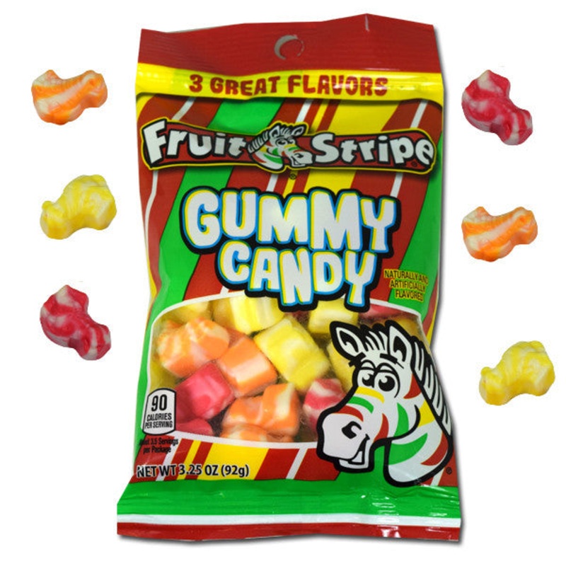Fruit Stripe Gummy Candy 3.25oz Peg Bag
