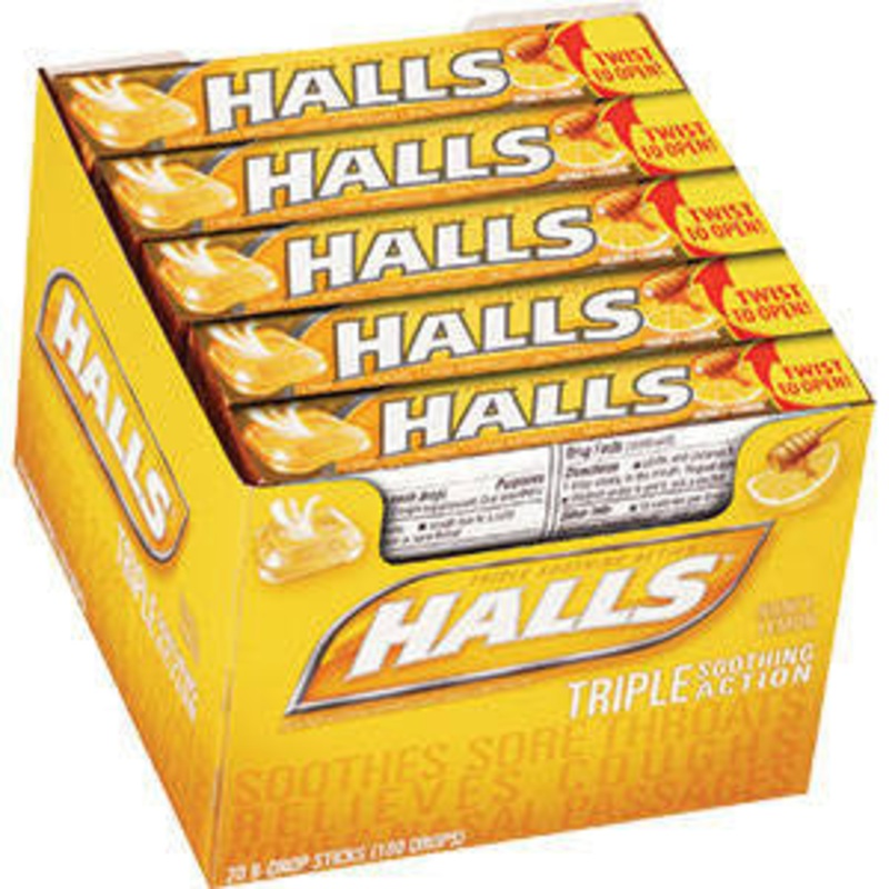 Halls Cough Drops Sticks 20ct – Honey/Lemon